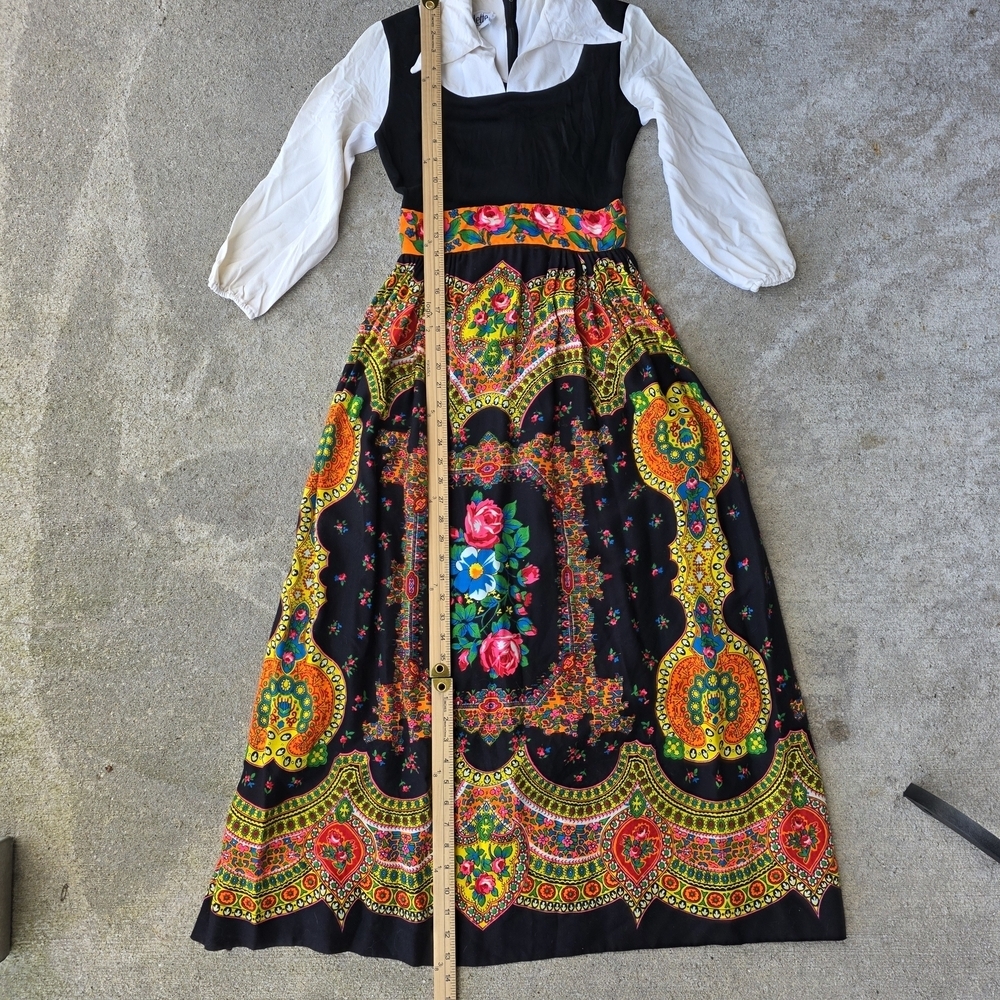 Vintage 70s Carlette Union Made Boho Floral Maxi Dress - Picture 13 of 13